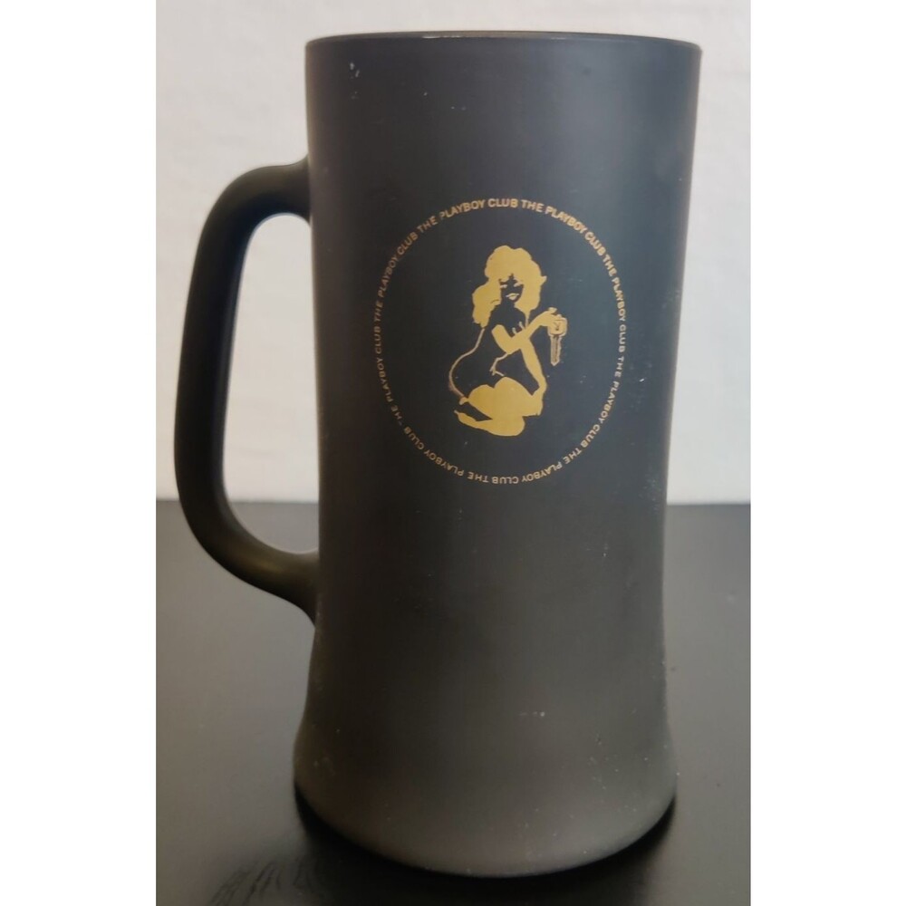 Vintage 1960's PLAYBOY CLUB Black Frosted Beer Stein Playboy Logo & Bunny Key